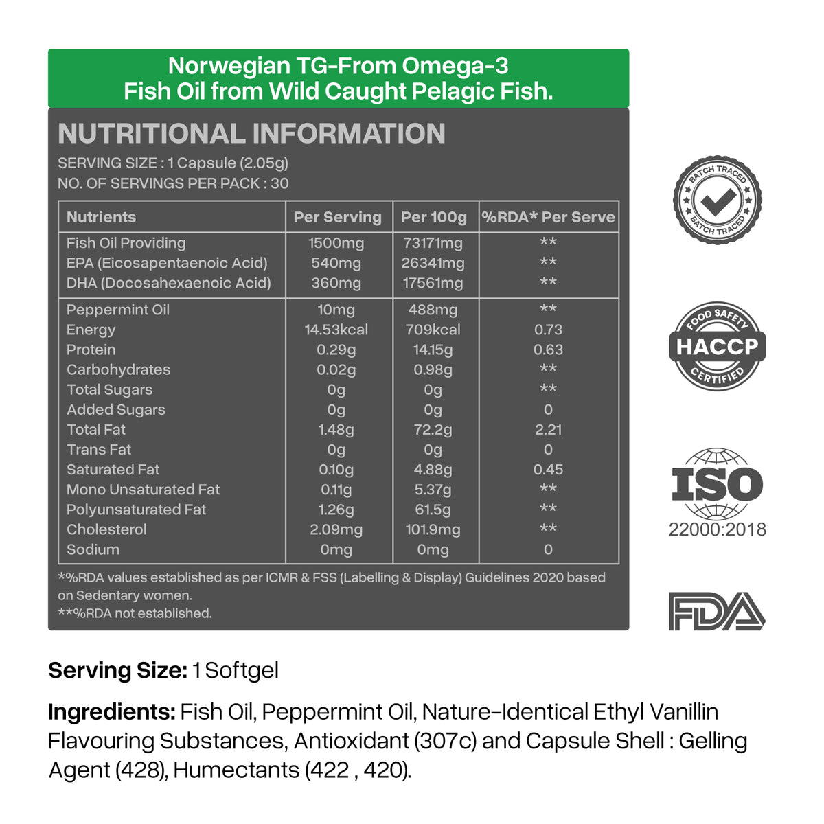 MAXCAP Omega-3 TG Fish Oil, 30 servings