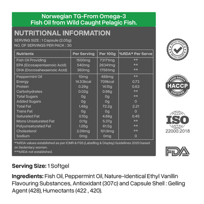 MAXCAP Omega-3 TG Fish Oil, 30 servings